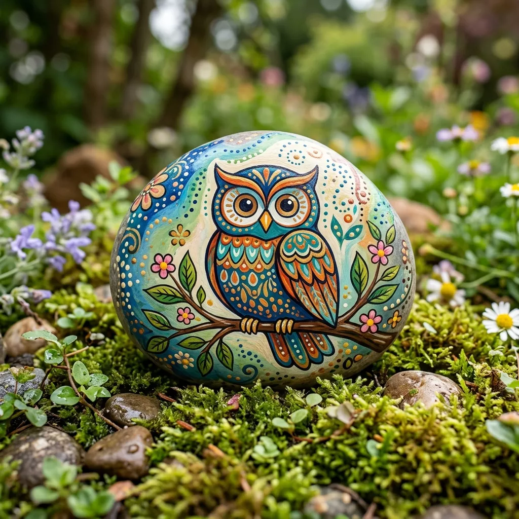Painted river rock