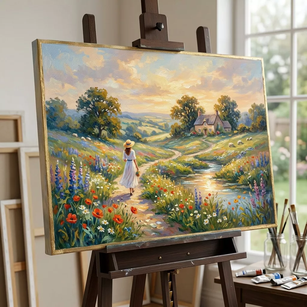 A canvas painting in progress